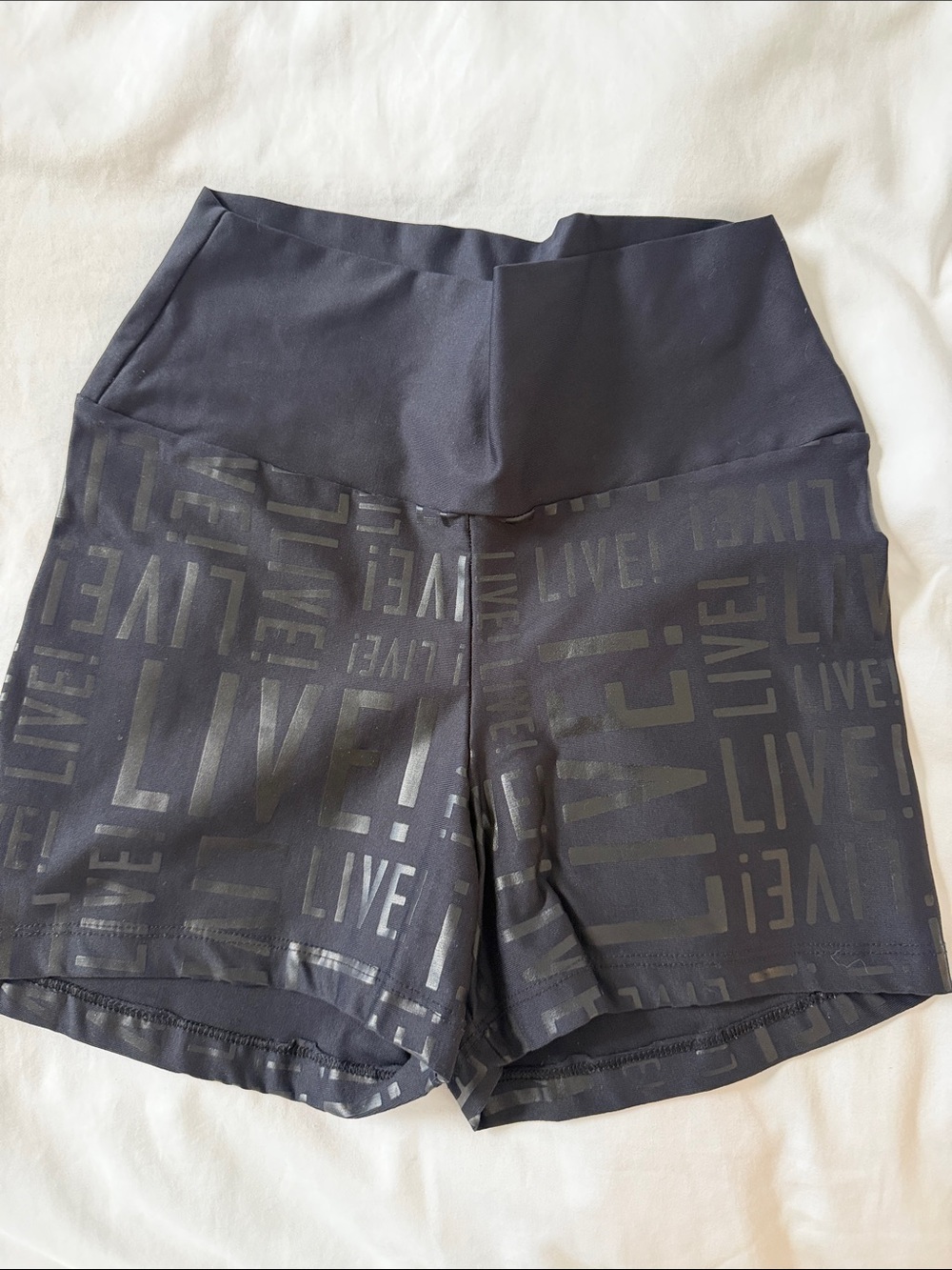 Black High-Rise Bike Shorts with Tonal Logo